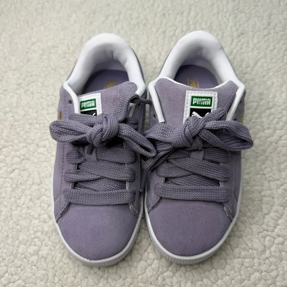 Puma Girls Lavendar White Suede XL Sneakers Size 1